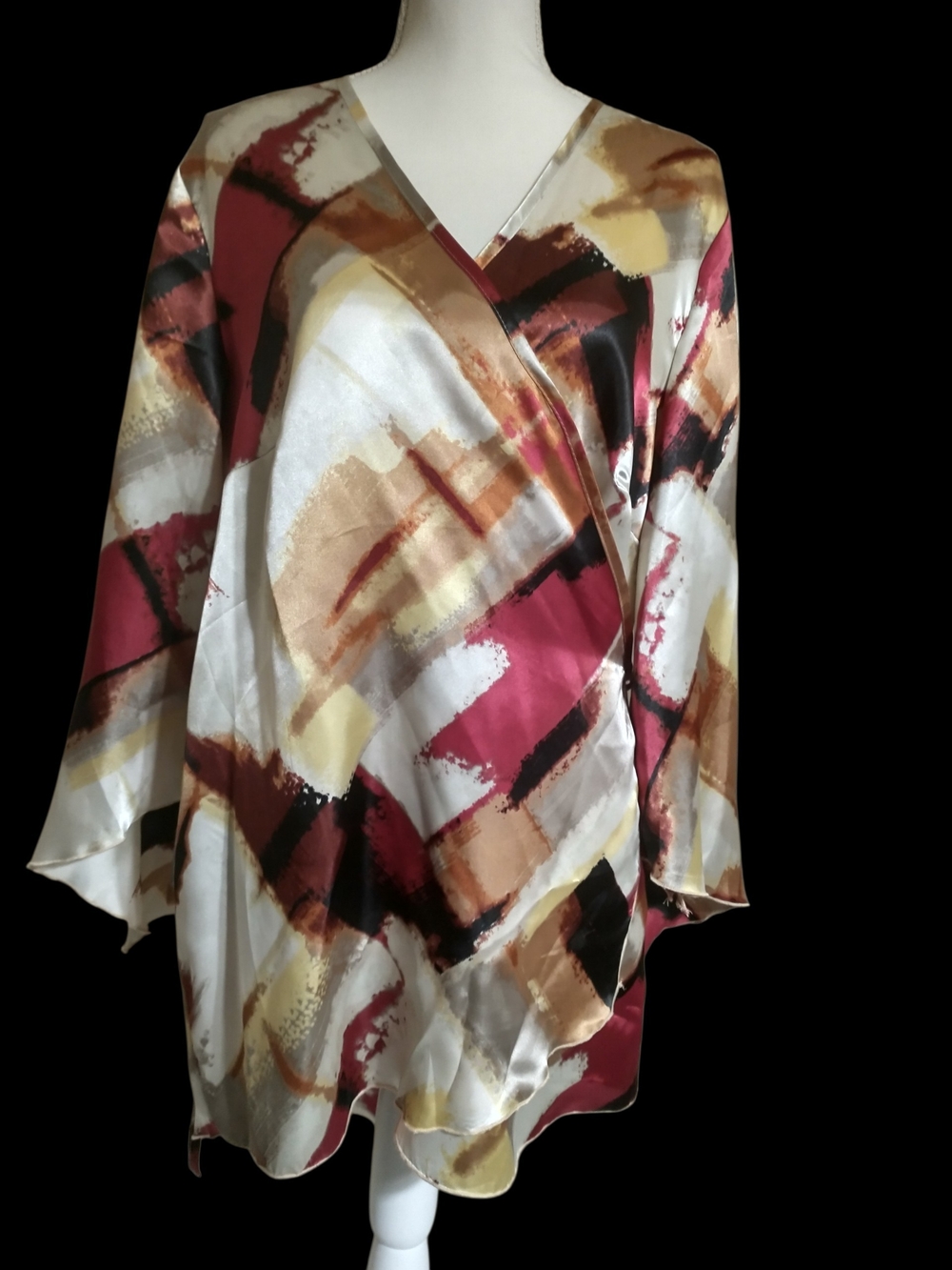 Ashley Stewart Abstract Print Wrap Blouse